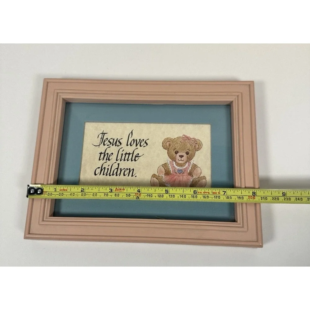 VTG Framed Teddy Bear Religious Nursery Wall Decor Bible Verse 8